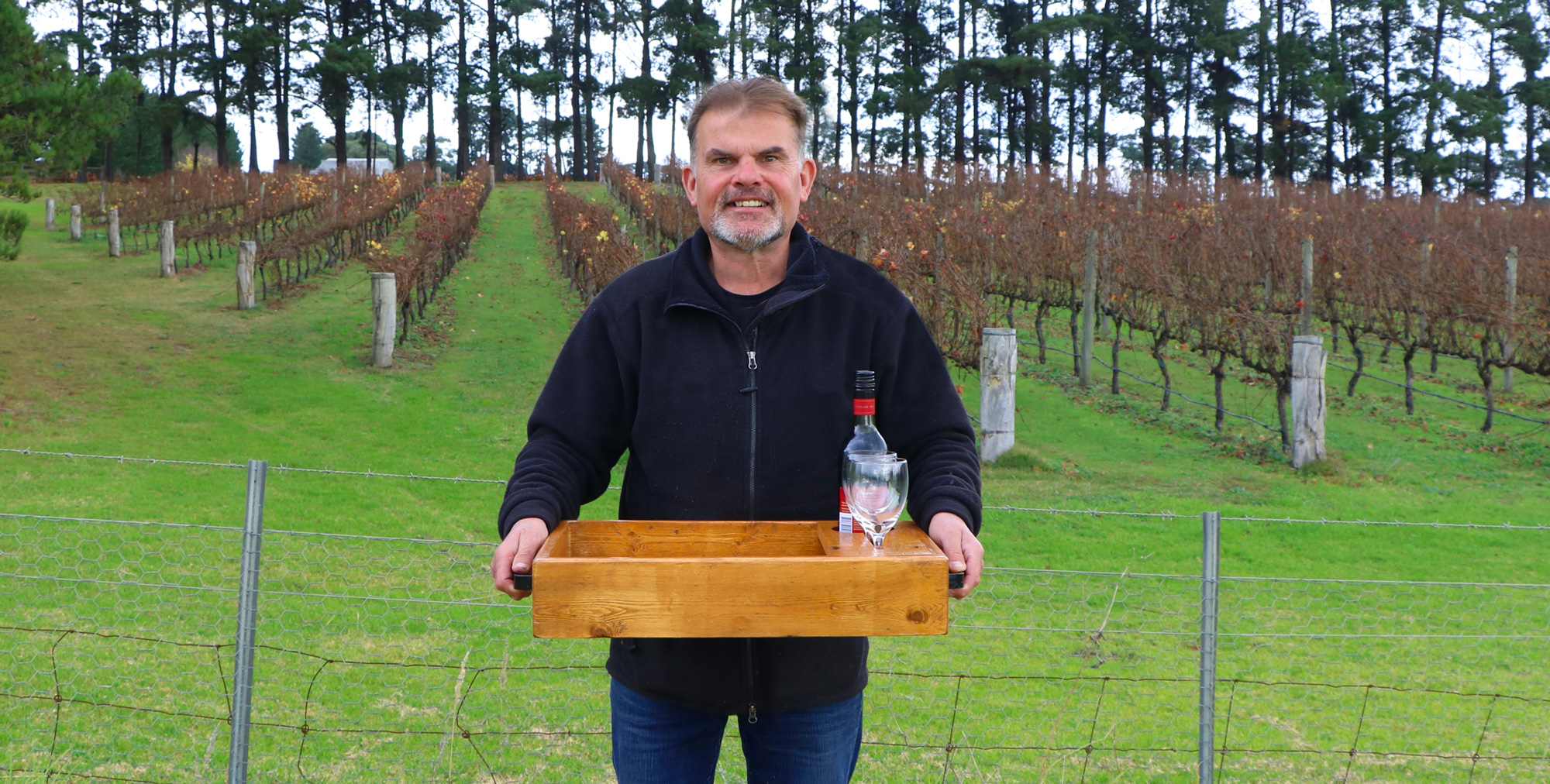 wine trays at vineyard